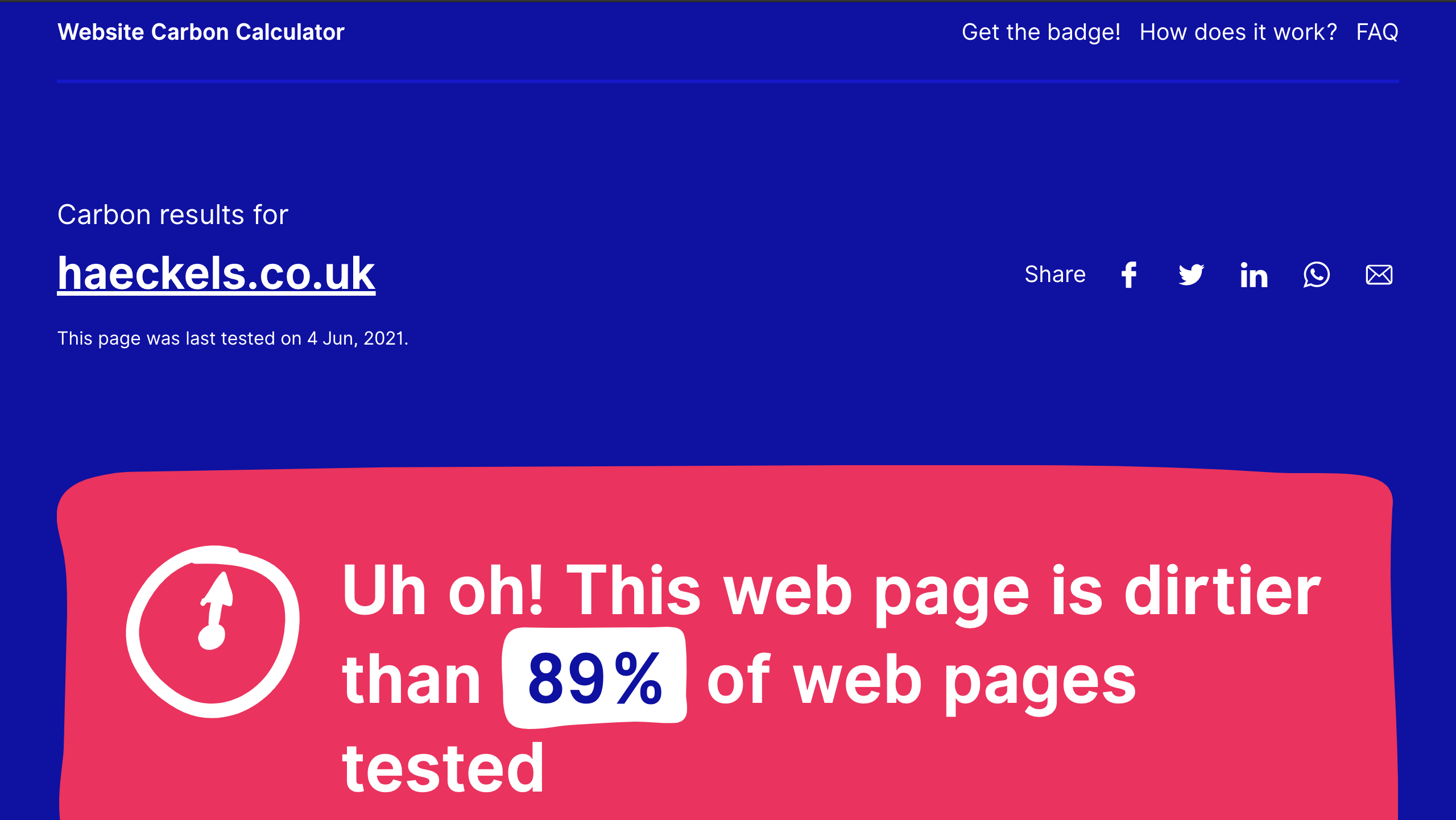 Haeckel's web page dirtier than 89% of web pages tested.