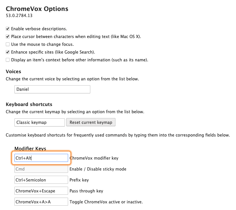 chromevox settings