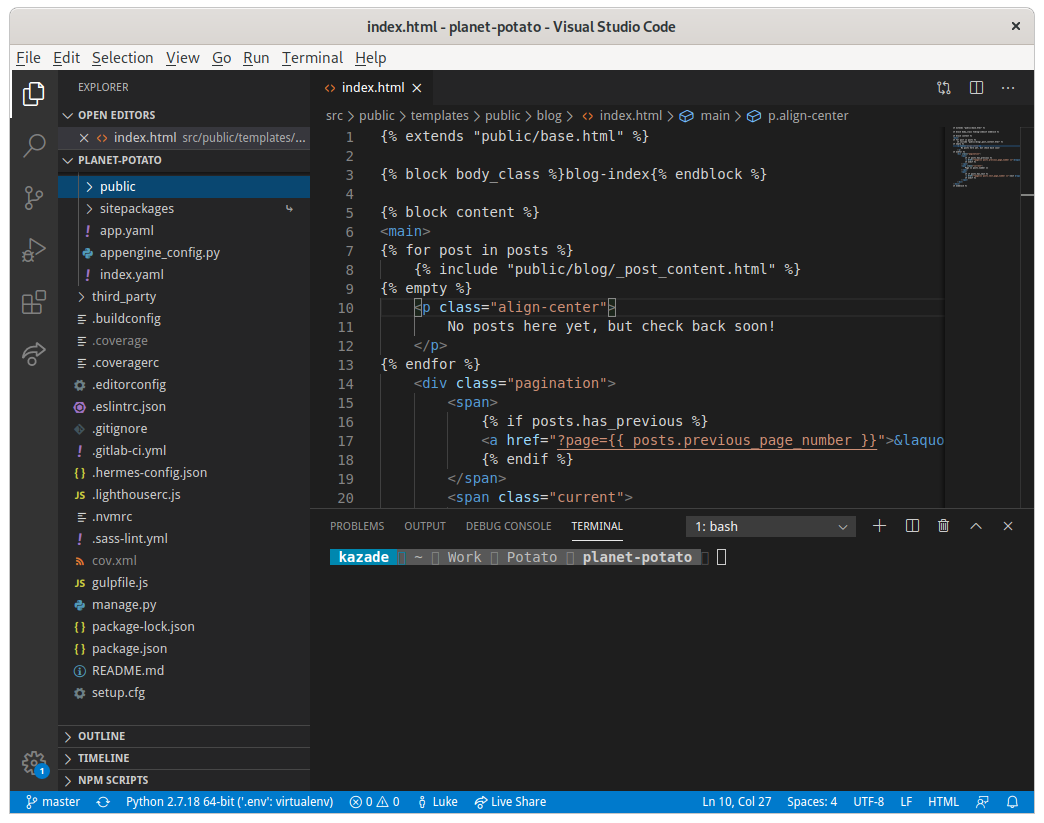 Code editing with Visual Studio Code