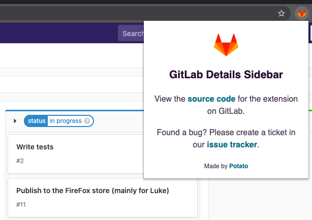 GitLab Details Sidebar info window